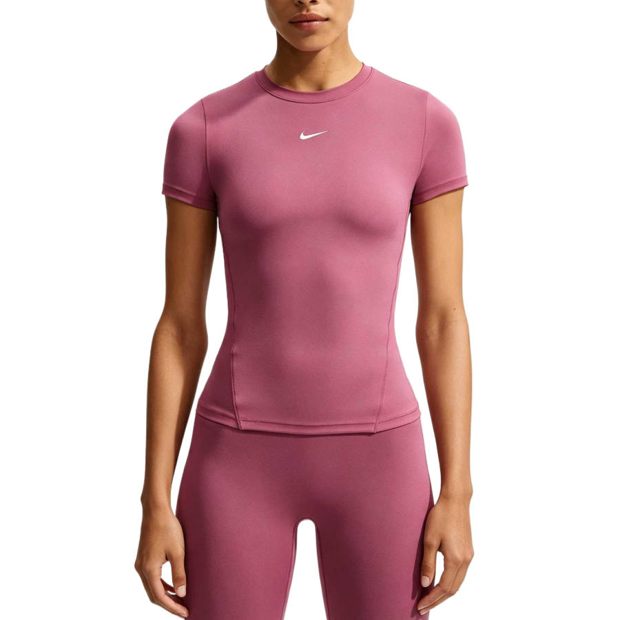 Nike Nike Dri Fit One Fitness Clothing Women's Pink Smoke/White Crew Neck Moderate
