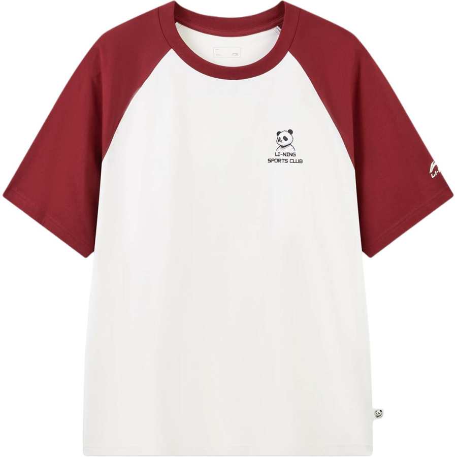 Li-Ning Li Ning Sports Life Collection T Shirts Unisex Ivory/Vintage Red Crew Neck Moderate