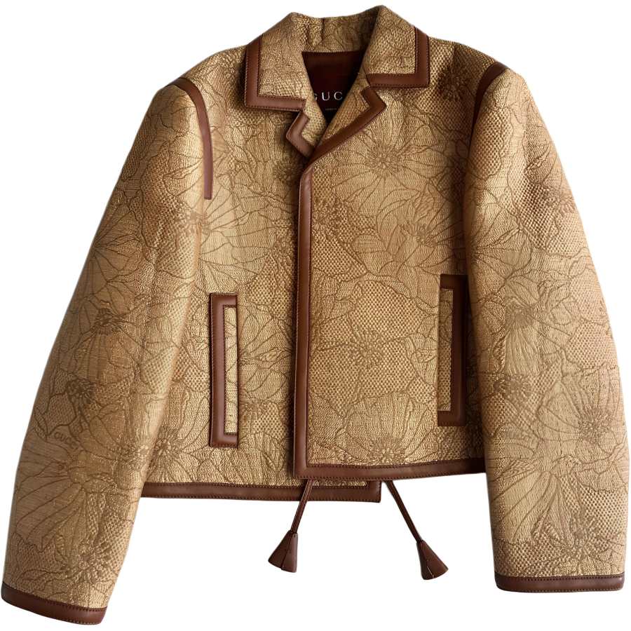 GUCCI Jackets Women's Brown Lapel Moderate Straight Fit