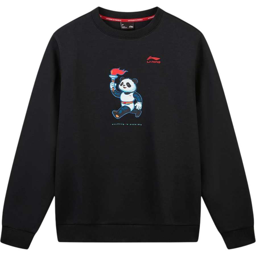 Li-Ning Li Ning Sports Life Collection Sweatshirts Unisex Black Crew Neck Moderate Straight Fit