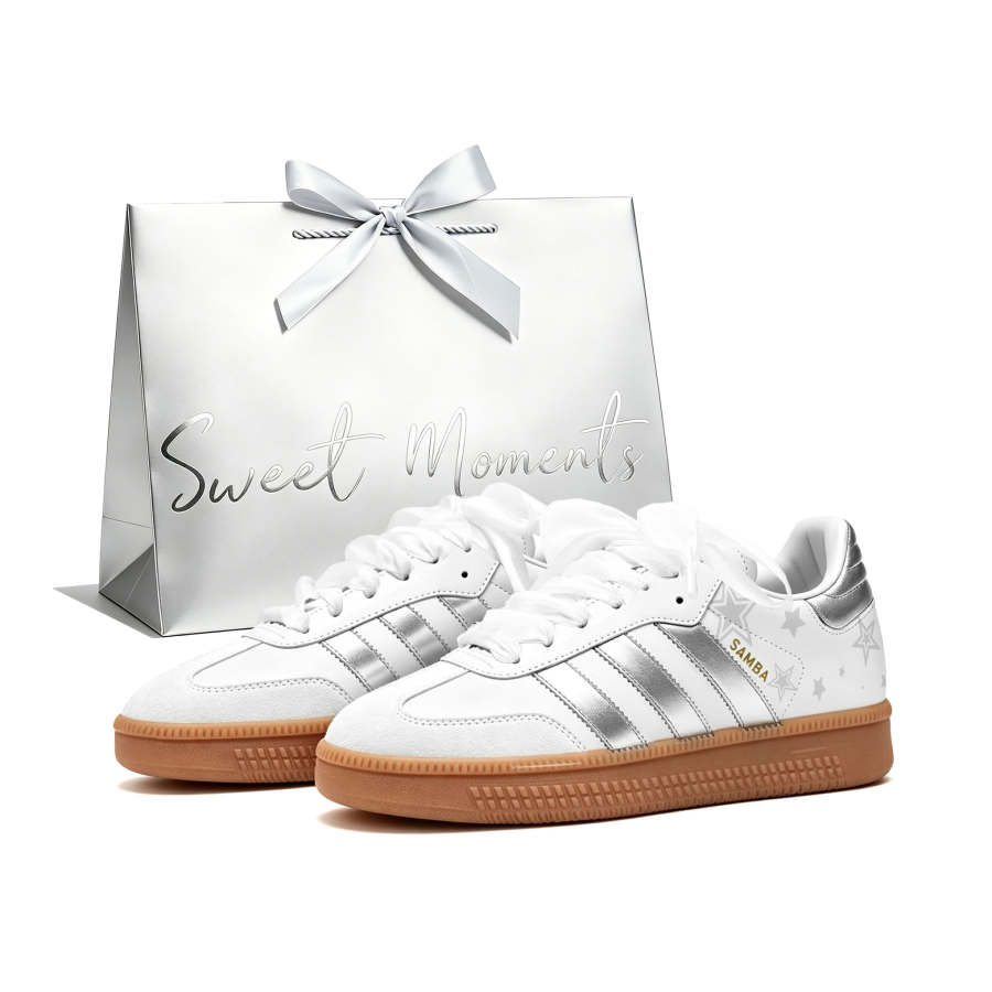 Adidas Originals SAMBA OG German Army Trainers Women's Low Top White Silver
