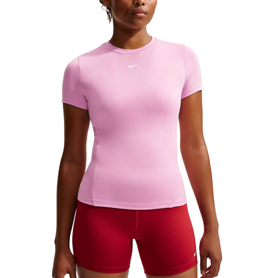 Nike Nike Dri Fit One Fitness Clothing Women's Pink/White Crew Neck Moderate
