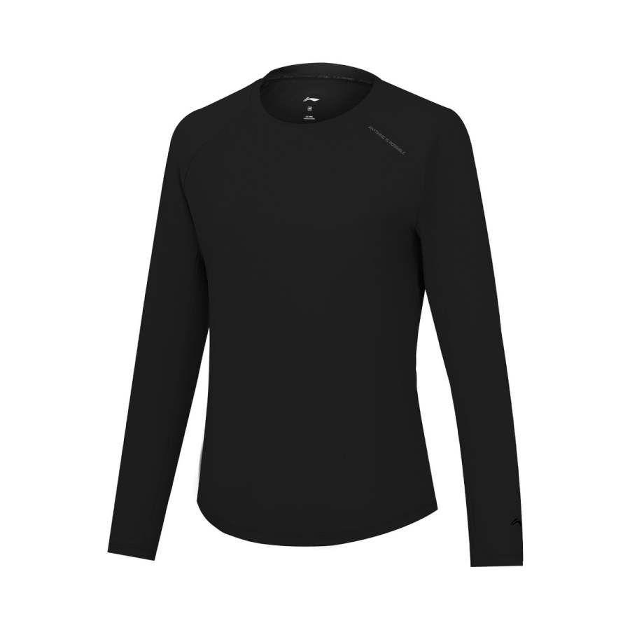 Li-Ning Li Ning T Shirts Women's Black Crew Neck Thin Nipped In Waist