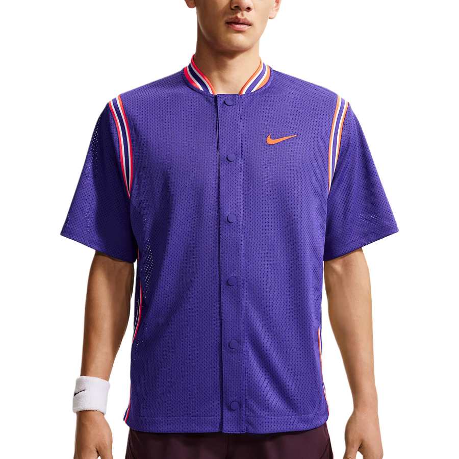 Nike Nike Court Slam Tennis Tops Men's Dark Purple/Bright Dark Red Baseball Collar Moderate