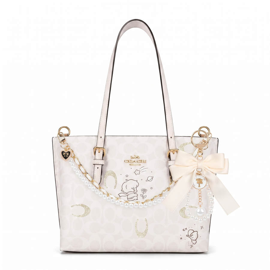COACH COACH Mollie Artificial Leather Handbag Medium Women's White