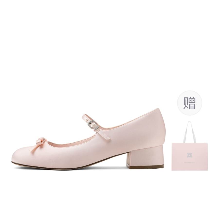 CHARLES&KEITH Small Ck Chunky Heel Mary Jane Shoes 3.7cm Women's
