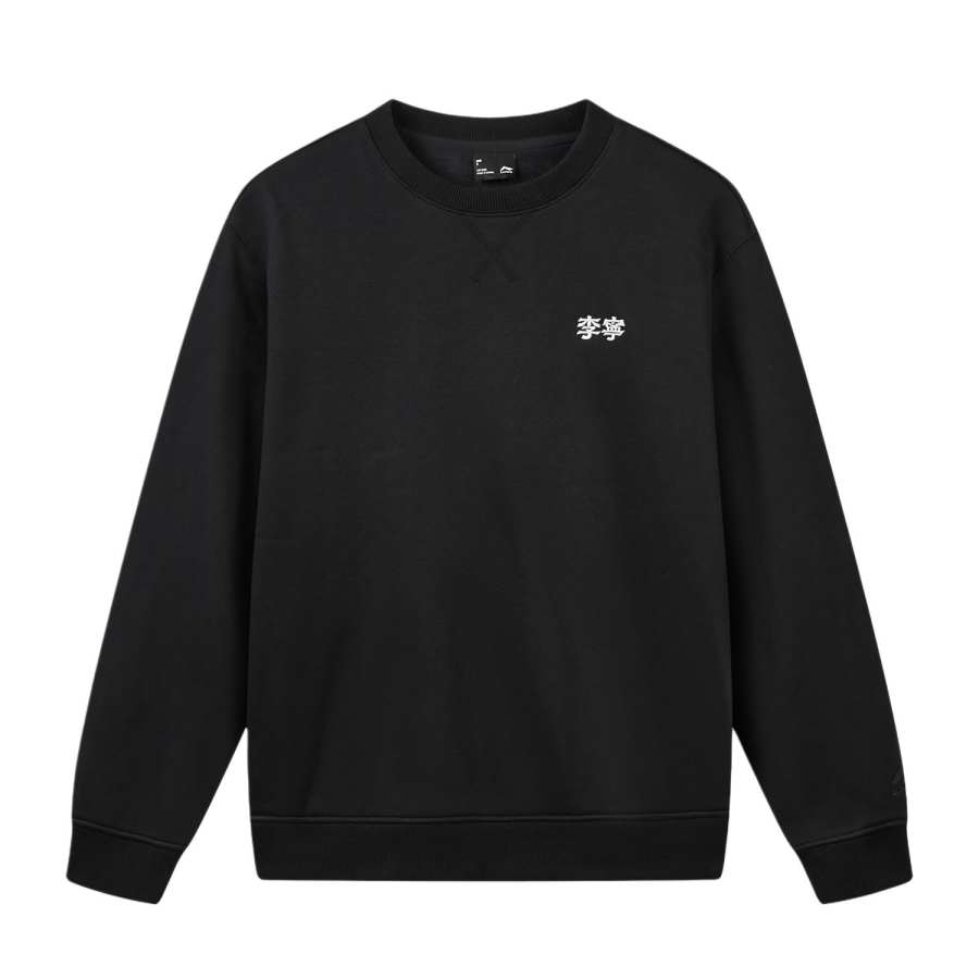 Li-Ning Li Ning Sports Life Collection Sweatshirts Unisex Black Crew Neck Moderate Straight Fit