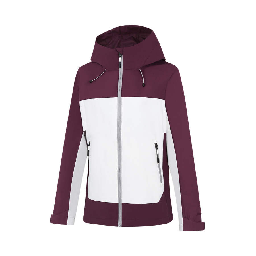 Li-Ning Li Ning Trench Coats Women's Ivory/Dark Reddish Purple Hooded Non Detachable Moderate Straight Fit