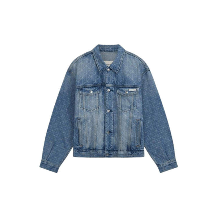 Calvin Klein Denim Jackets Men's EQC Denim Blue Lapel Moderate