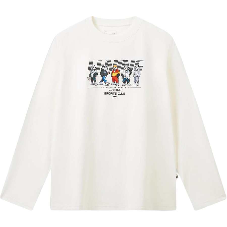 Li-Ning Li Ning Sports Life Collection T Shirts Unisex Ivory Crew Neck Moderate
