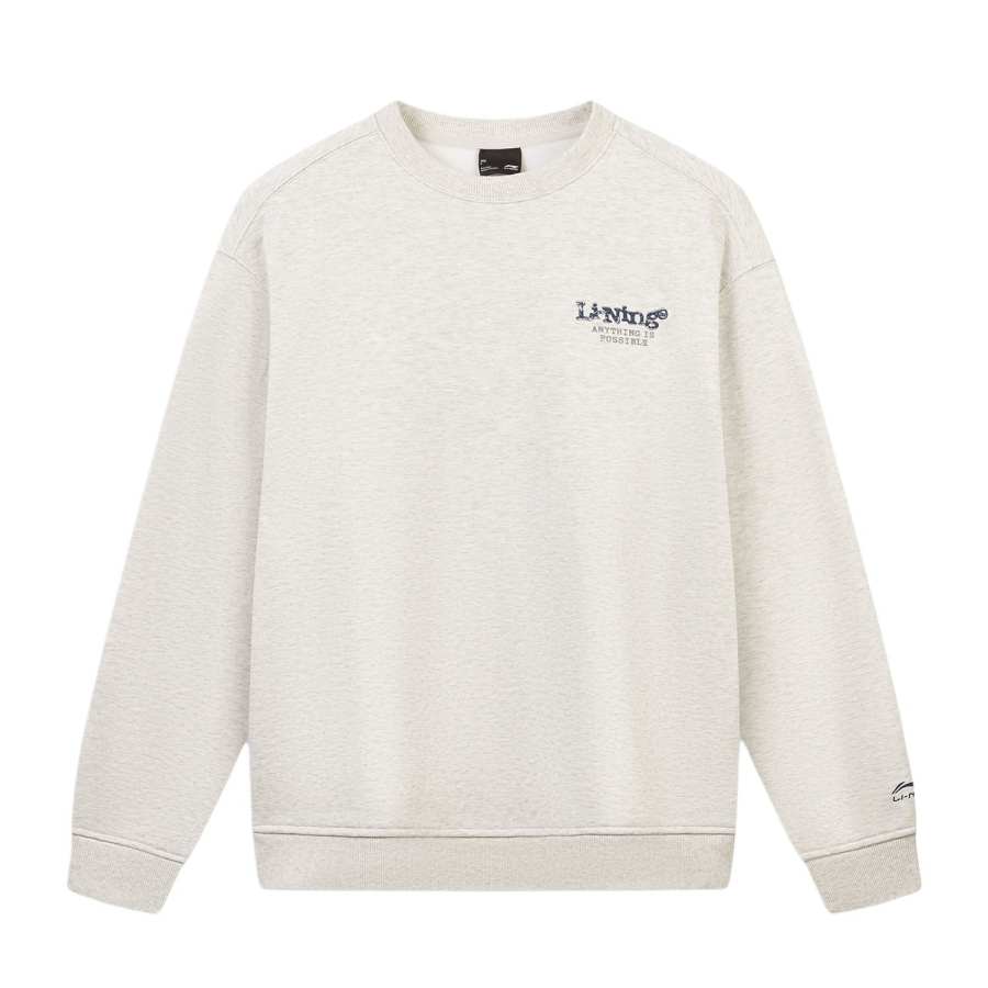 Li-Ning Li Ning Sports Life Collection Sweatshirts Unisex Heather Gray Tile Gray Crew Neck Moderate Straight Fit