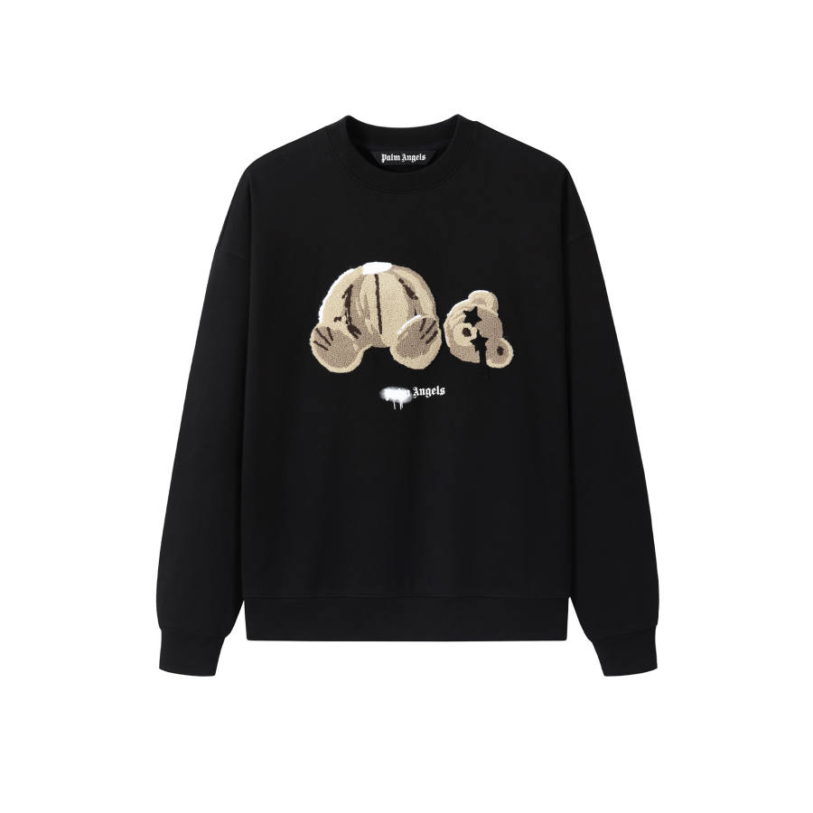 PALM ANGELS Sweatshirts Unisex Black Crew Neck Moderate Straight Fit