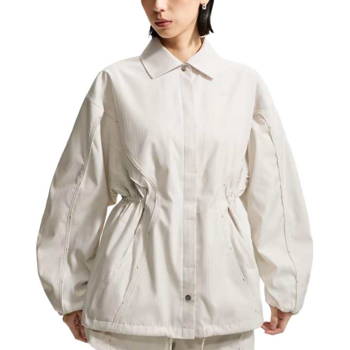 Nike Nike Jackets Women's Phantom Gray White Lapel Moderate Straight Fit
