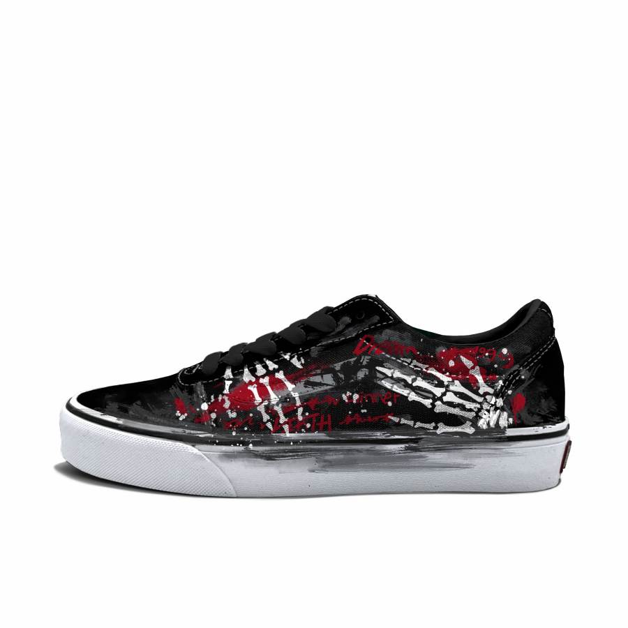Vans Ward Skateboard Shoes Men's Low Top Black/Gray/Red/White