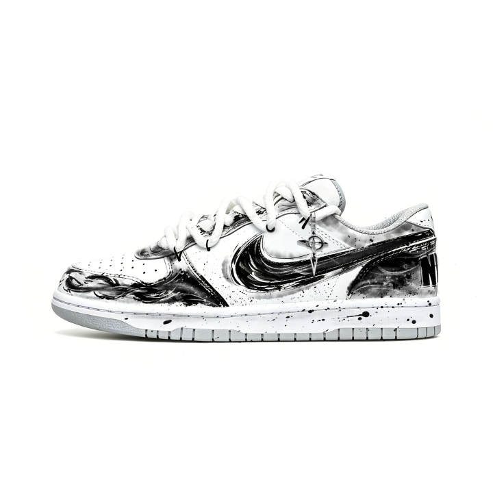 Nike Nike Skateboard Shoes Men's Low Top White Black Gray Ink Wash Ink Splatter Colorway
