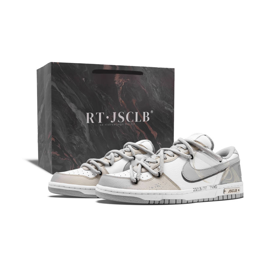 Nike Nike Skateboard Shoes Men's Low Top White Gray Beige Ink Splatter Deconstruction Colorway