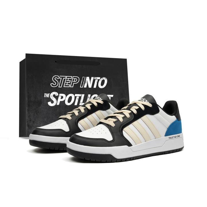 Adidas Adidas ENTRAP Skateboard Shoes Unisex Low Top Black White Beige Blue Color Block Patchwork
