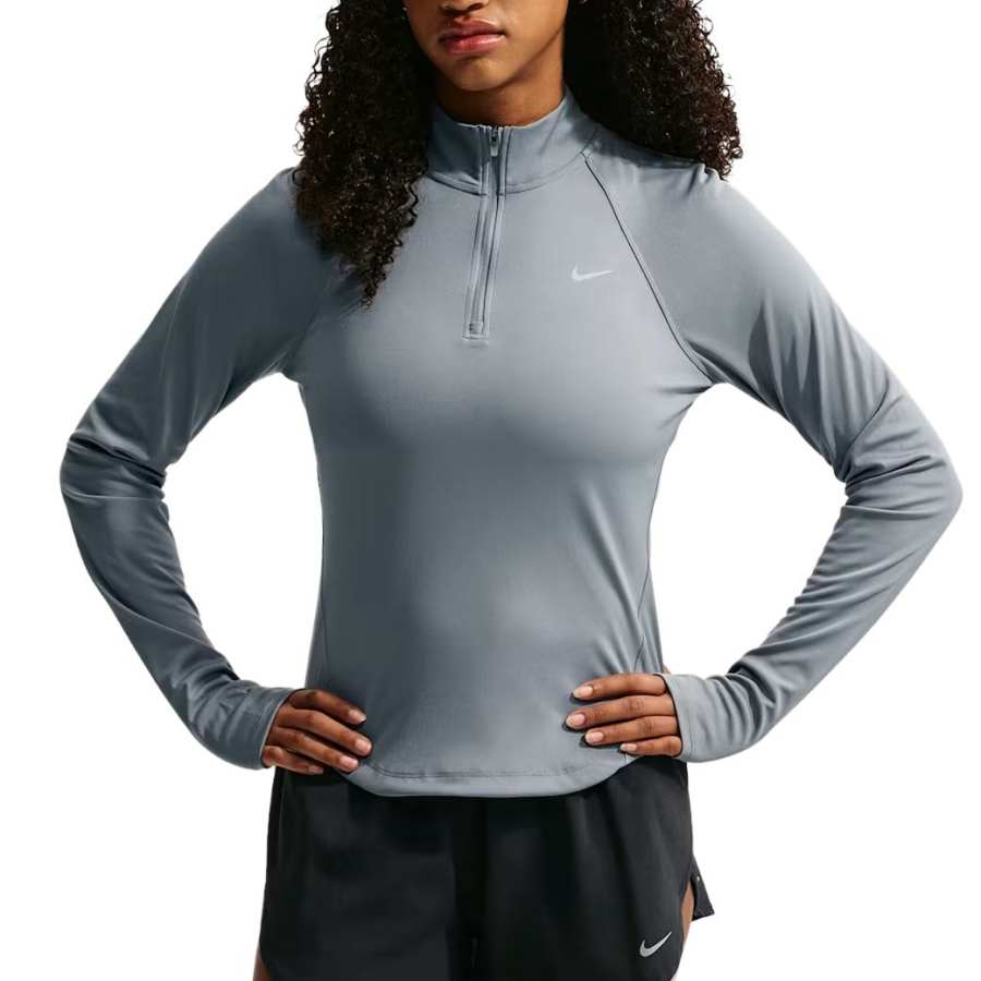 Nike Nike TEMPO Running T Shirts Women's Cool Gray Stand Collar Moderate