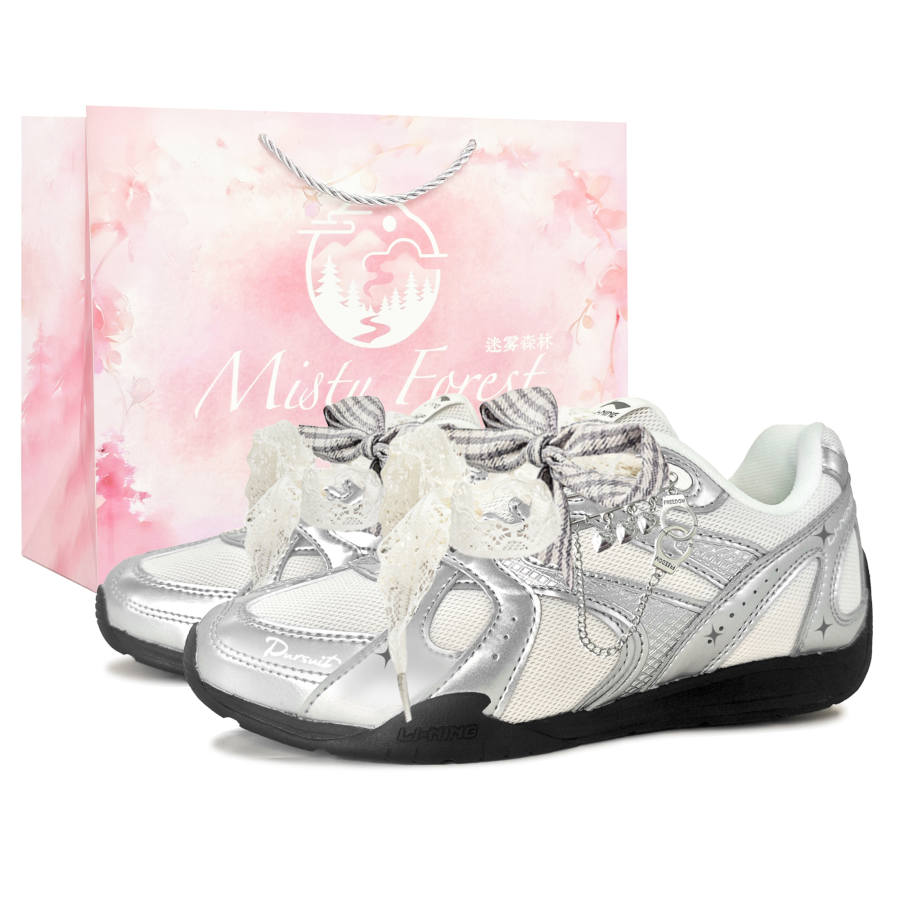 Li-Ning Li Ning Film Retro Casual Shoes Women's Low Top Silver