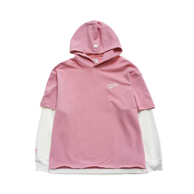 MLB Sweatshirts Unisex Pink Hooded Non Detachable Moderate
