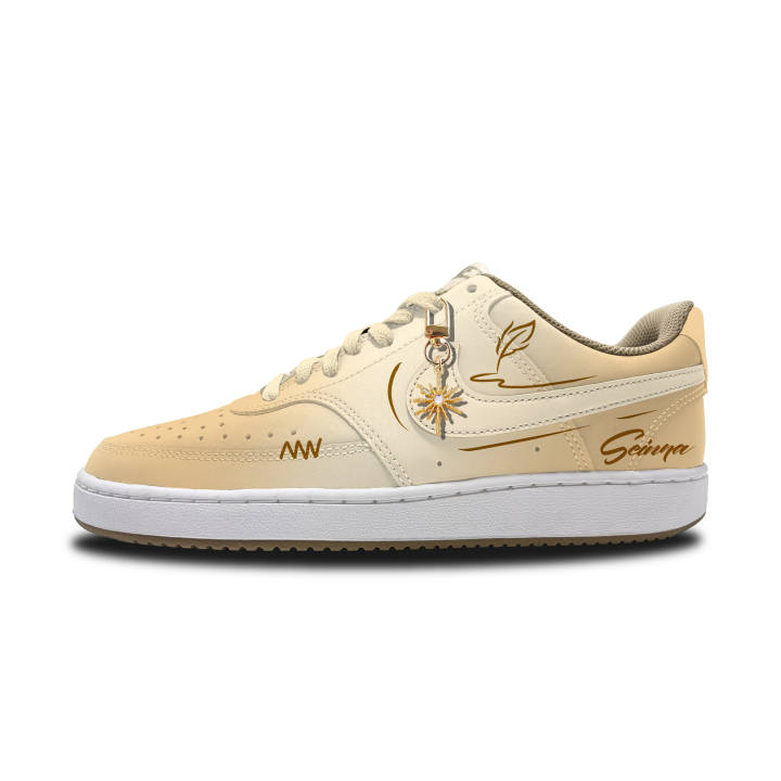 Nike Nike Court Vision Low Skateboard Shoes Unisex Low Top Beige Brown Gold White Gradient Colorway