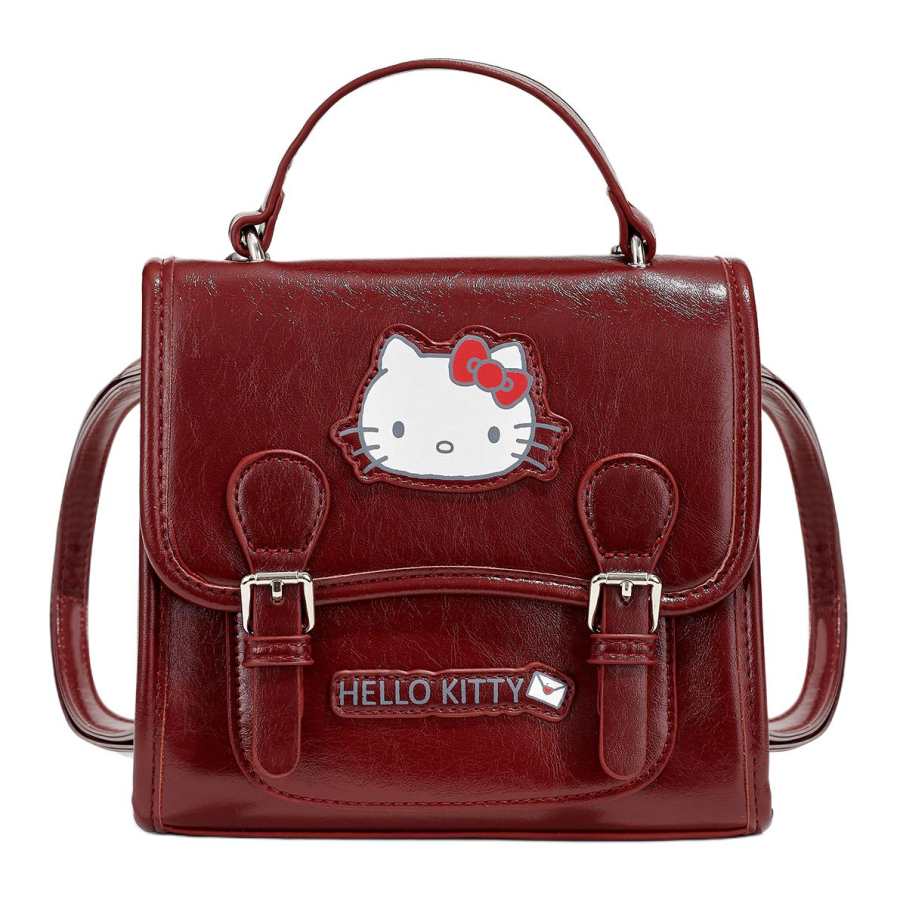 Sanrio Hello Kitty Synthetic Leather Backpack Regular Women's Burgundy