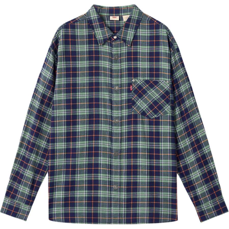 Levis Levis Shirts Men's Green Lapel Moderate Straight Fit