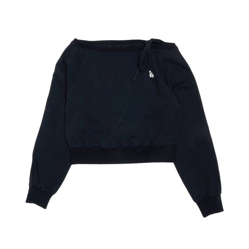 MLB Los Angeles Dodgers Sweatshirts Women's Los Angeles Dodgers/Black MTV09 Boat Neck Moderate Nipped In Waist