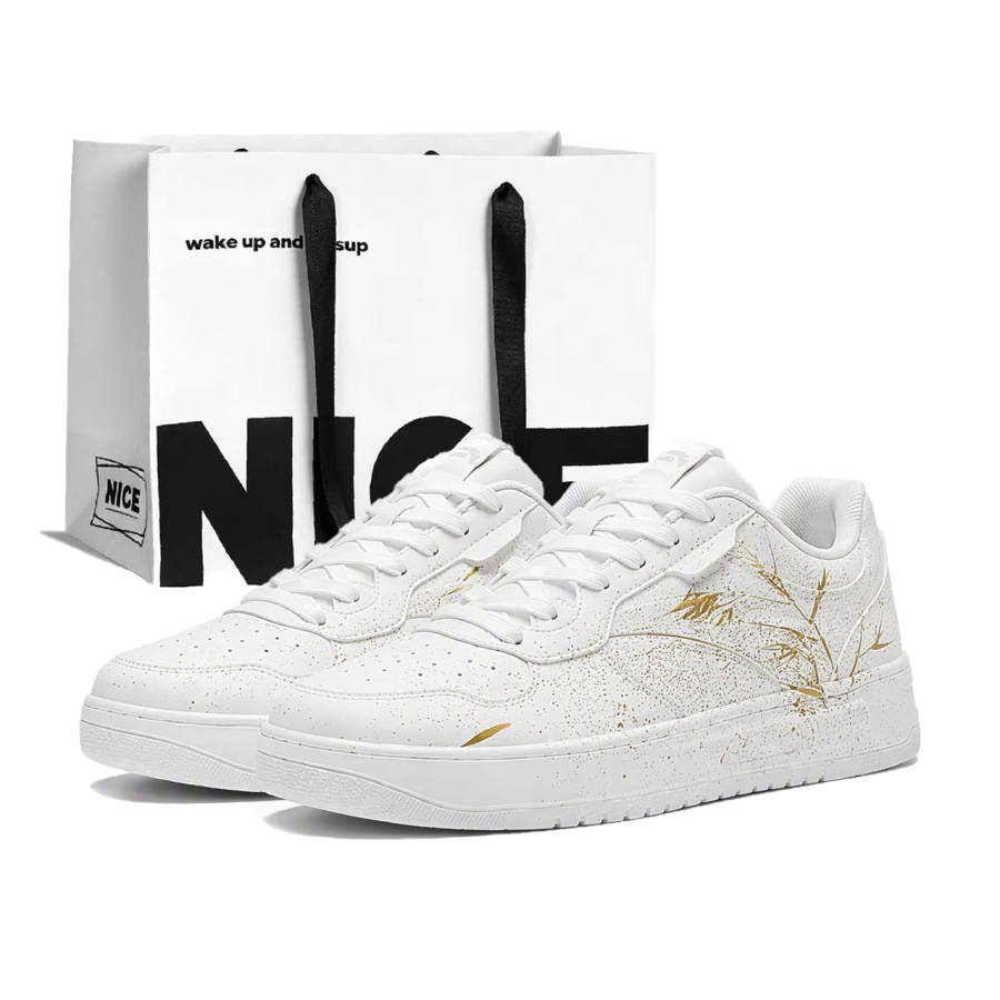 ANTA Easy Skateboard Shoes Unisex Low Top White Gold