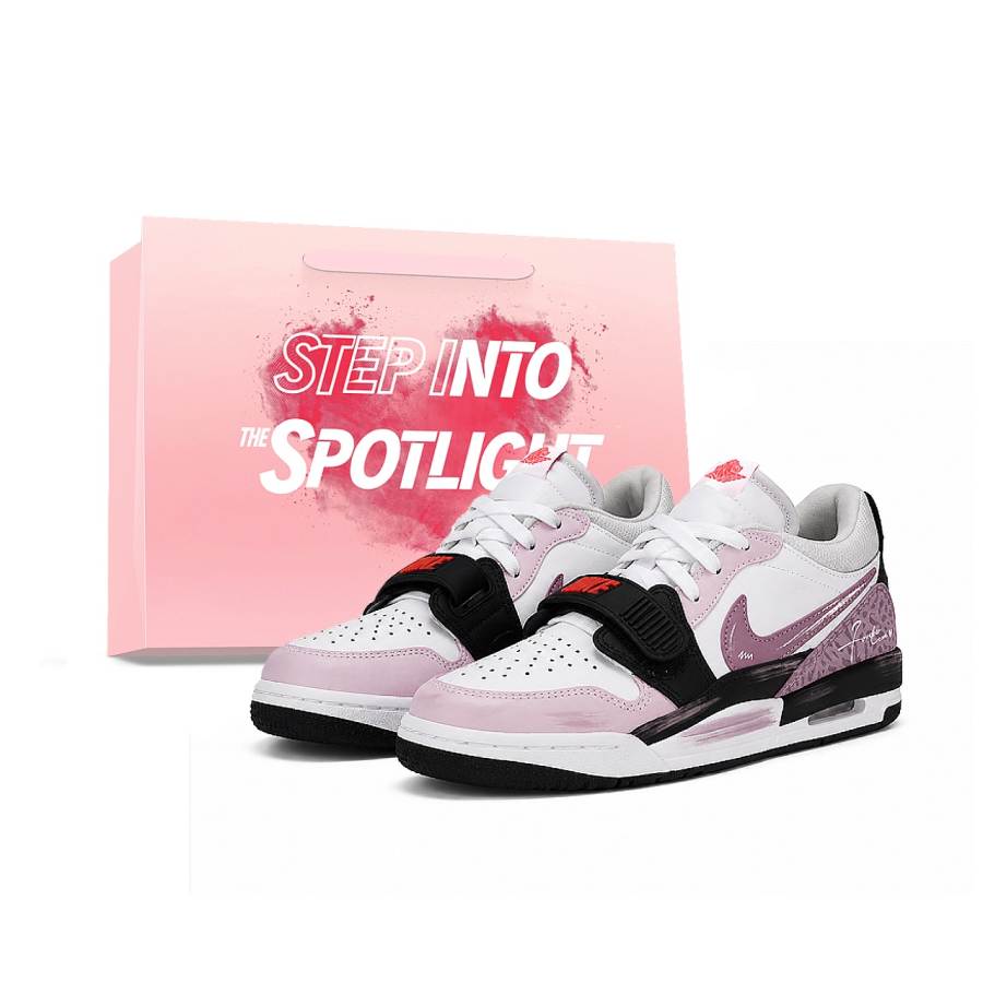 Jordan Jordan Legacy 312 Basketball Shoes Unisex Low Top Pink & White & Black & Purple Multicolor