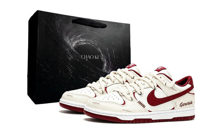 Nike Nike Skateboard Shoes Men's Low Top Beige White Red Color Block