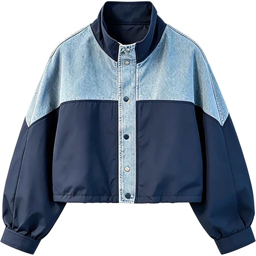 Cotton Gene Denim Jackets Women's Stand Collar Thin