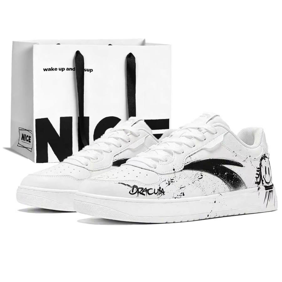 ANTA Easy Skateboard Shoes Unisex Low Top Black/White