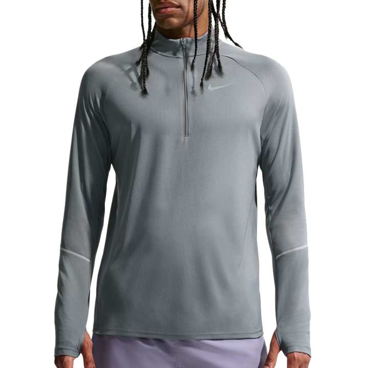Nike Nike MILER Running T Shirts Men's Smoke Gray/Iron Gray Stand Collar Moderate