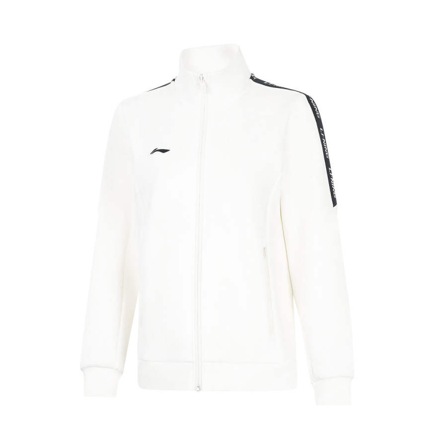 Li-Ning Li Ning Jackets Women's Ivory Stand Collar Moderate Straight Fit