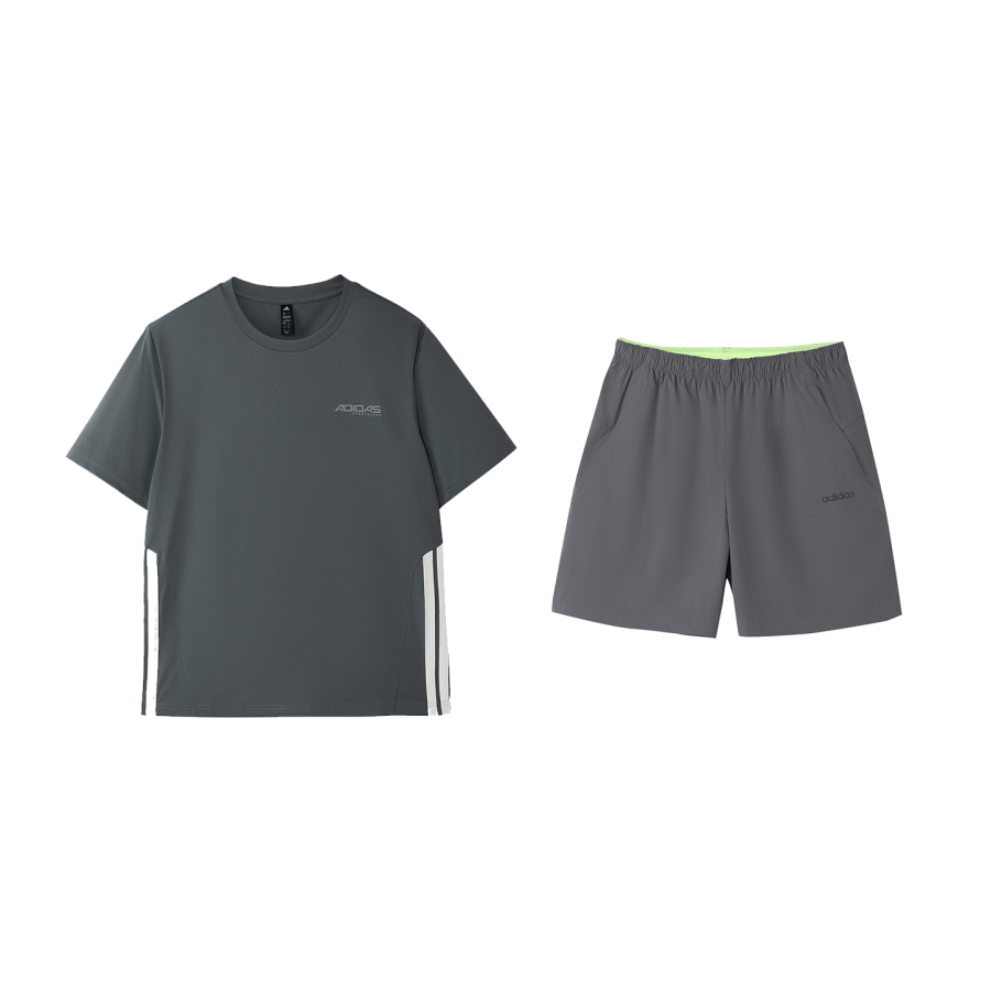 Adidas Adidas Casual Sportswear Unisex Clothing Sets Gray Crew Neck Moderate
