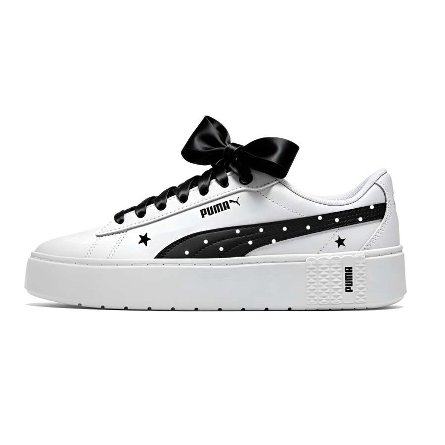 PUMA Smash Platform Skateboard Shoes Unisex Low Top Black, White