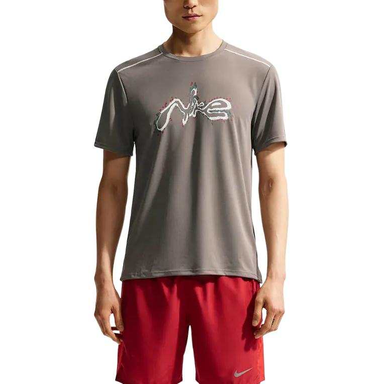 Nike Nike MILER Running T Shirts Men's Gray Fog