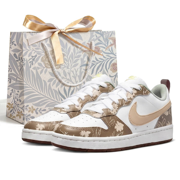 Nike Nike Court Borough Skateboard Shoes Unisex Low Top White Khaki Multicolor