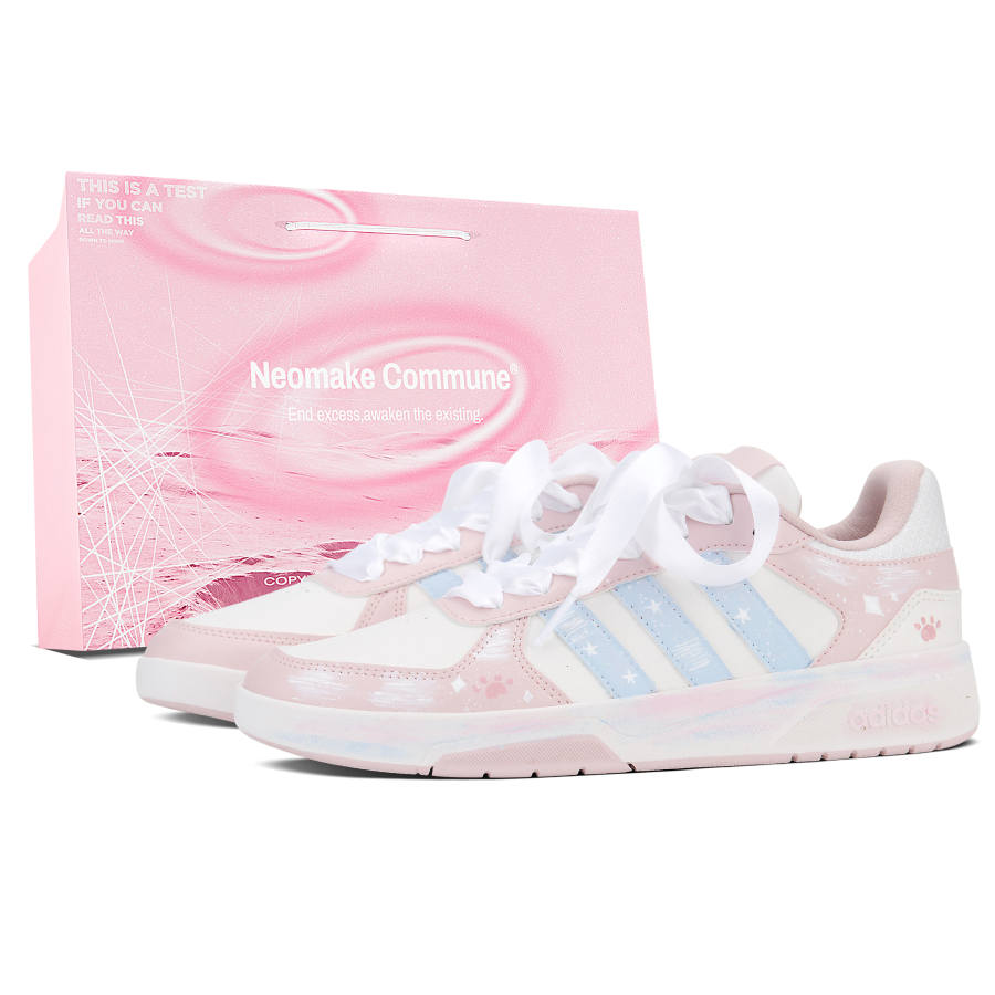Adidas Adidas COURTBEAT Skateboard Shoes Unisex Low Top Pink Blue