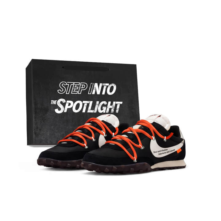 Nike Nike Waffle Racer Casual Shoes Unisex Low Top Black, White, Orange
