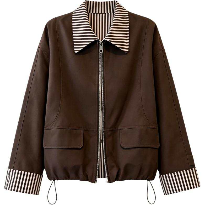 Cotton Gene Jackets Women's Lapel Thin Mock Two Piece