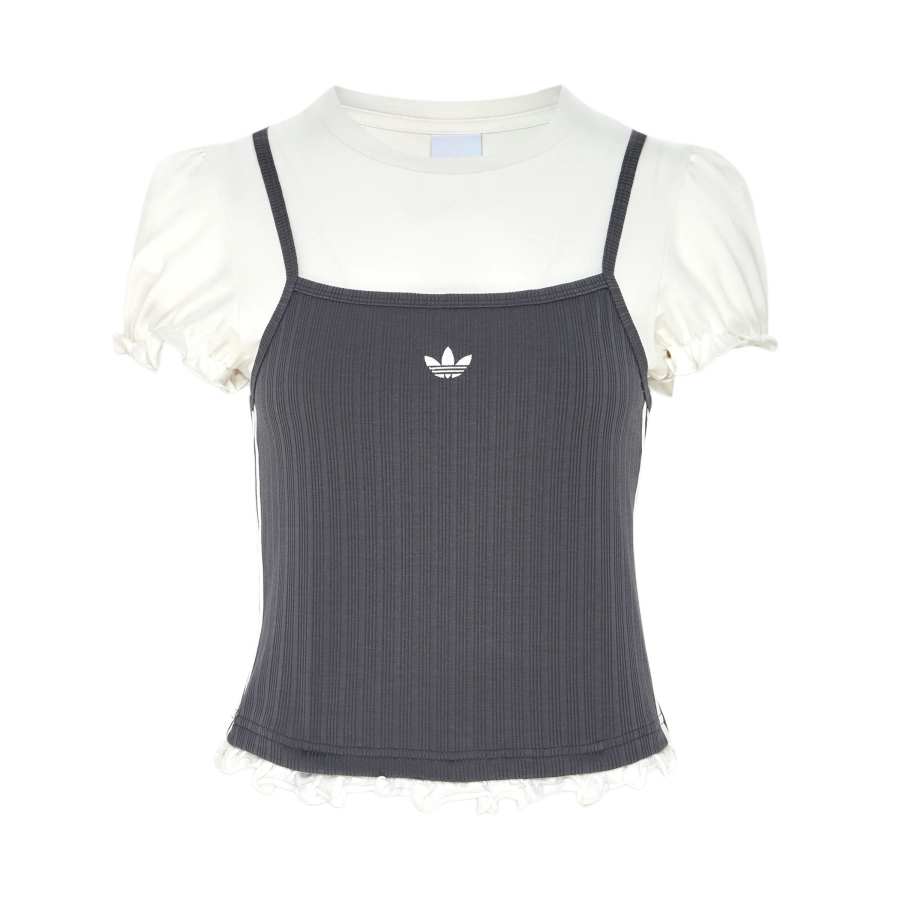 Adidas Originals T Shirts Women's White/Dark Gray Crew Neck Moderate Other