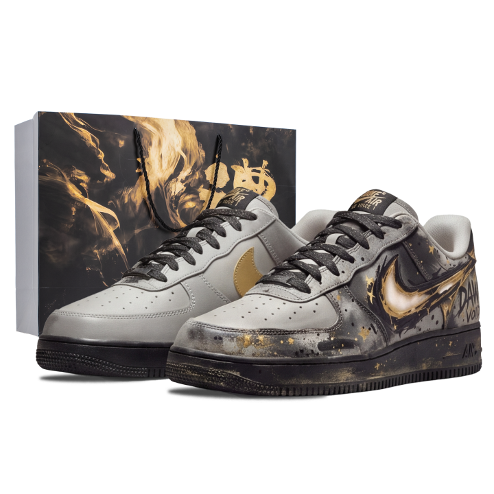 Nike Nike Air Force 1 Skateboard Shoes Unisex Low Top Black/Gold