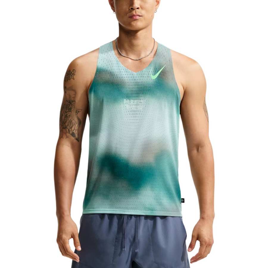 Nike Nike AEROSWIFT Running Tank Tops Men's Bright Spruce V Neck Moderate