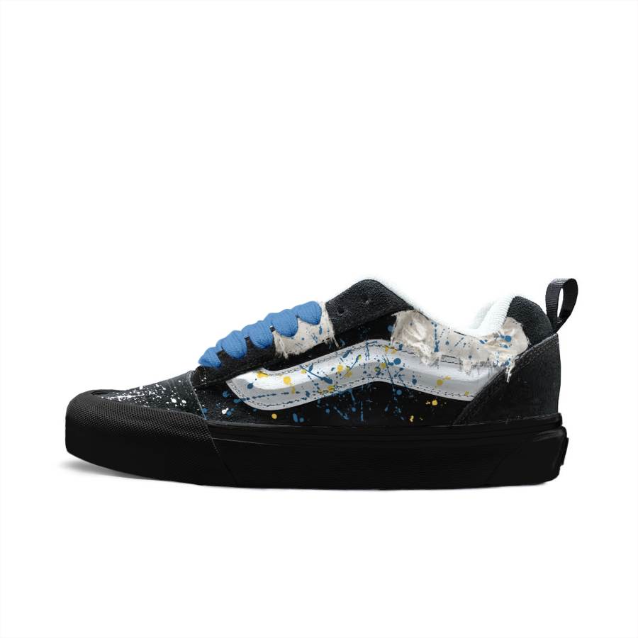 Vans Knu Skool Skateboard Shoes Unisex Low Top Black/Blue/White/Yellow