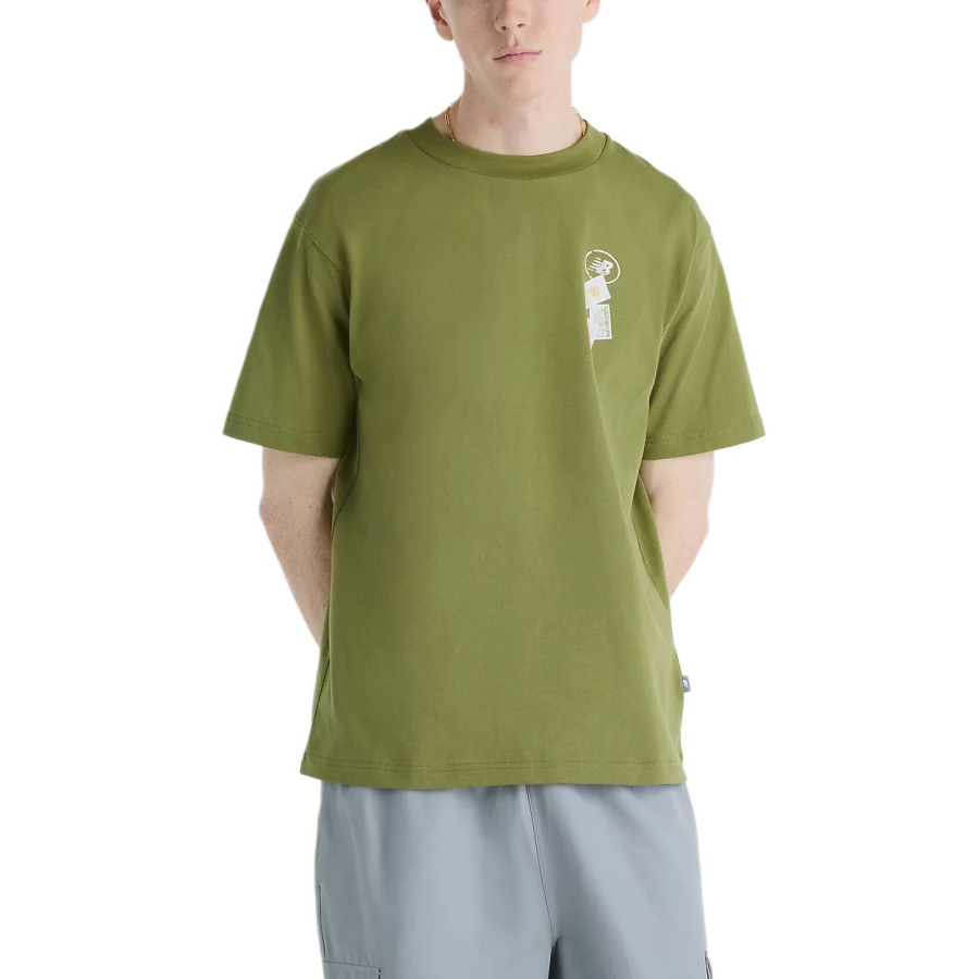 New Balance New Balance T Shirts Men's Sports Green Crew Neck Moderate