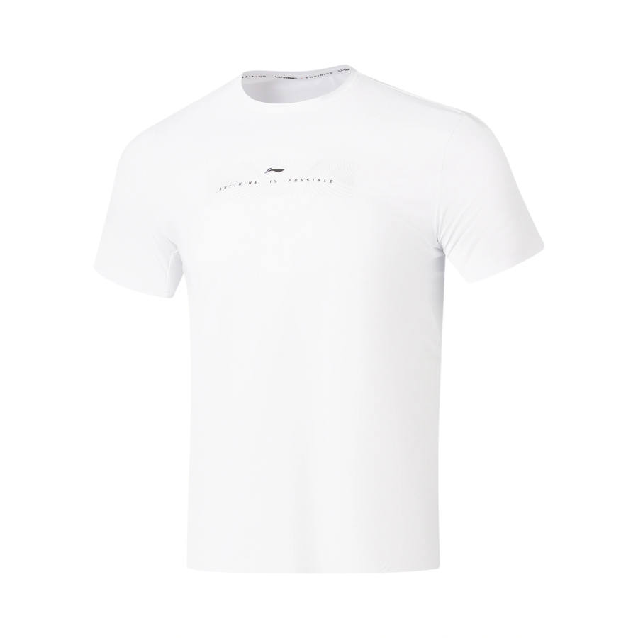 Li-Ning Li Ning Fitness Series T Shirts Men's White Crew Neck Moderate Straight Fit