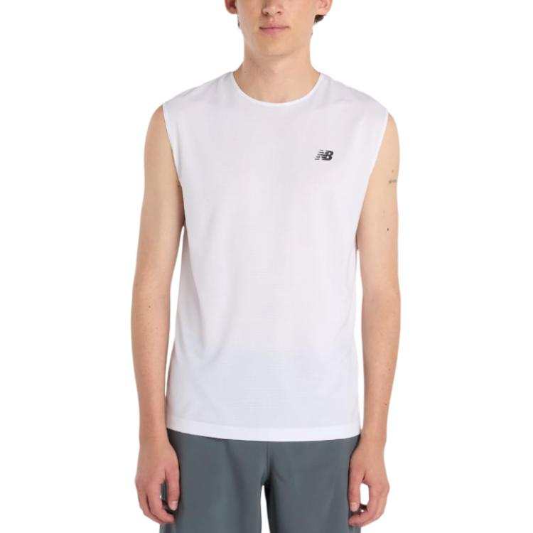 New Balance New Balance Tank Tops Men's White Crew Neck Moderate