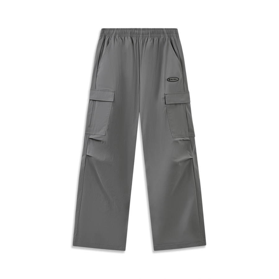 Li-Ning Li Ning Sports Life Collection Casual Pants Women's Asphalt Gray Moderate Straight Fit Pants